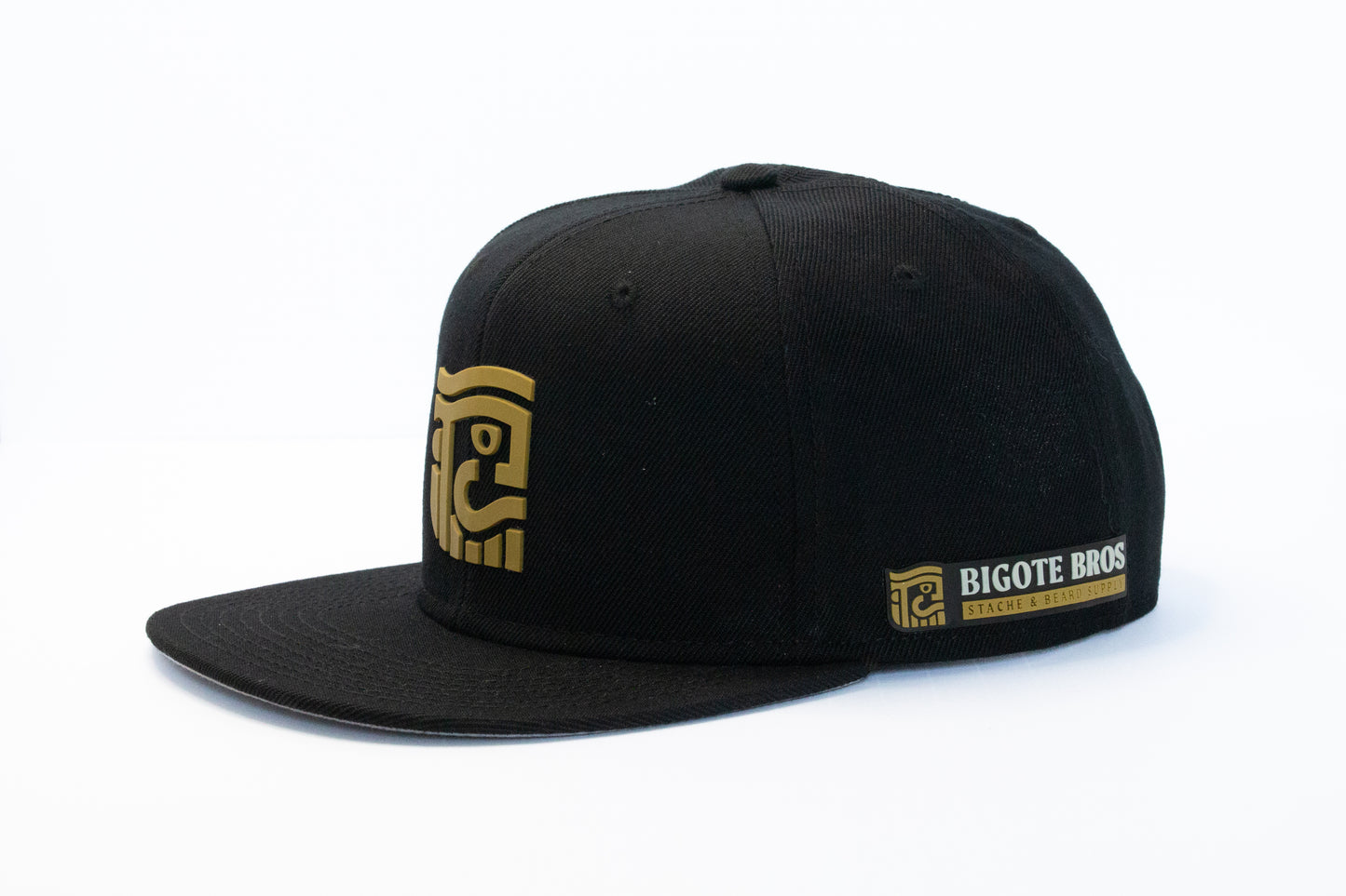 Bigote Bros Brand Icon on Black 6 Panel Snapback